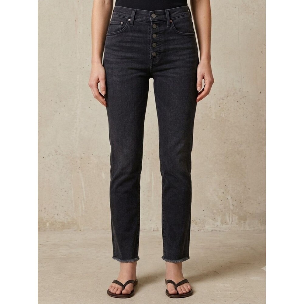 Re/Done 80s Slim Straight Rigid Denim – High Rise Washed Black